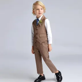 Completo cerimonia marrone bambino / ragazzo 5 pezzi 90 - 160 cm
