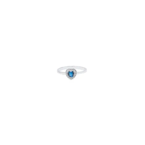SARNIORO Anello in oro 18Kt cuore pietra blu e zirconi 